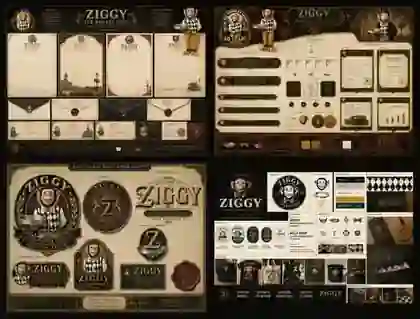 Audited Ziggy Old Vic stationery, letterhead, heraldic and identity studies